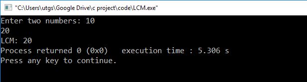 C program to find LCM of two numbers