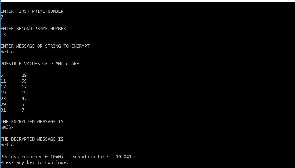 c encryption program using RSA