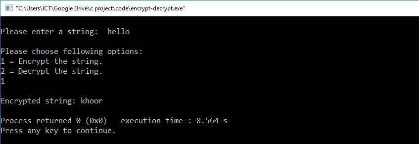 c encrypt string