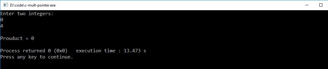 c program to multiply using pointer