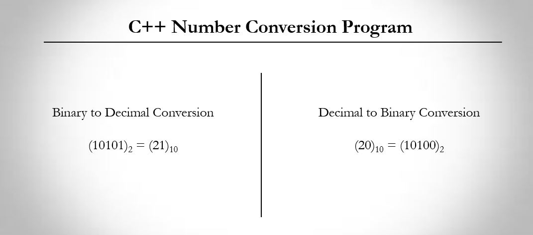 C++ program to convert binary number to decimal and decimal to binary