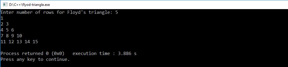 floyd's triangle in c++