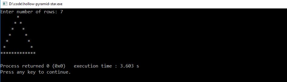 C++ program to print hollow star pyramid