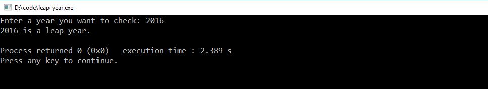 C++ program to check leap year