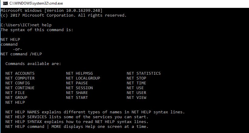 net help command