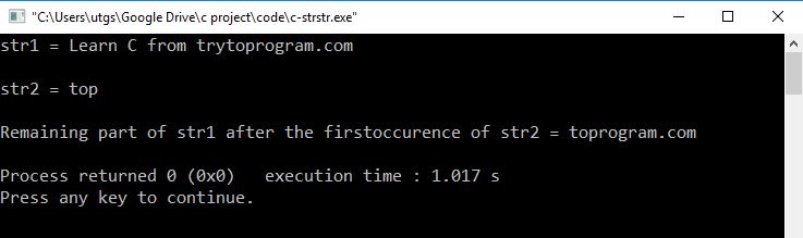 output c string function strstr
