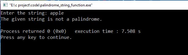 palindrome string function output