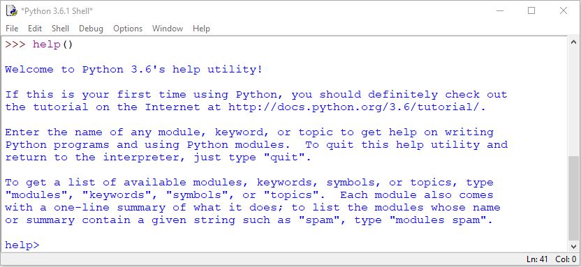 Python help() function