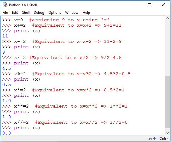 python assignment operator