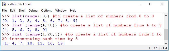 python range function