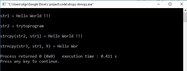 strcpy( ) strncpy ( ) output