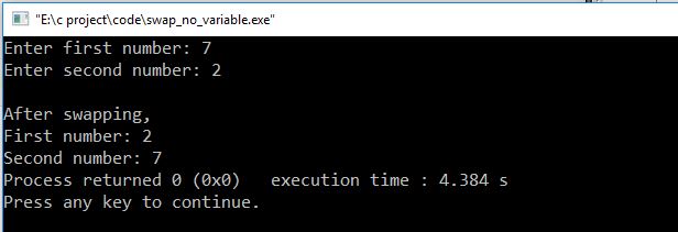 Output swap number without using temp