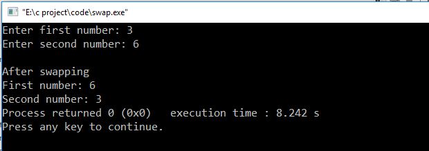 C program to swap two numbers