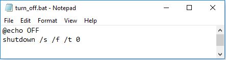 how to make batch file shutdown computer