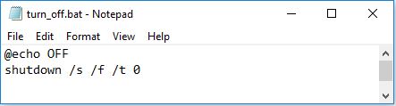 shutdown computer using batch file