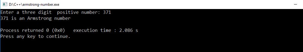 C++ program to check Armstrong number output
