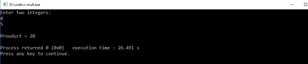 c multiplication program