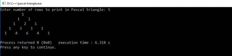C++ program to print Pascal's and Floyd's triangle (Source Code)