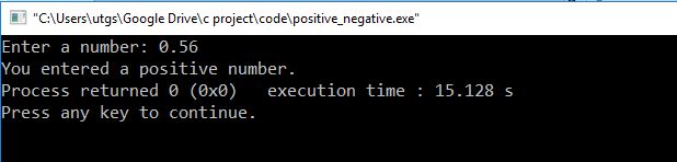 c program to check positive negative number