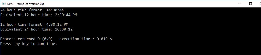 time conversion C++